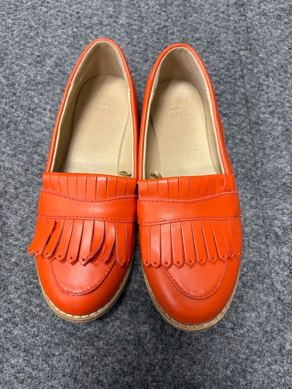 Janie and Jack Orange Fringe Leather Loafers for Kids